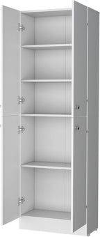 23.6" D*11.8" W*71.1" H Freestanding Kitchen Pantry with 4 Shelves, 2 Double Doors, Rectangular Storage Cabinet, Modern Minimalist, for Living Room, Dining Room, White