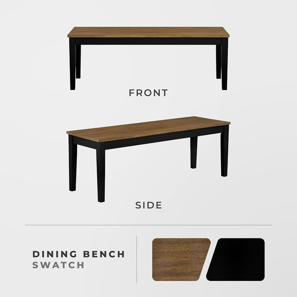 Lexicon 48" W Brown Black Dining Bench for Table - Solid Wood Frame Entr...