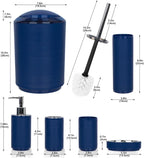 CERBIOR Bathroom Accessories Set 6 Piece Bath Ensemble Includes Soap Dispenser, Toothbrush Holder, Toothbrush Cup, Soap Dish for Decorative Countertop and Housewarming Gift (Blue)