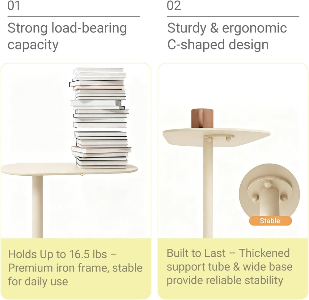 Modern C-Shaped End Table, Small Sofa Side Table Metal Side Table for Couch a...