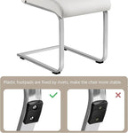 Yaheetech Dining Chairs Set of 2 Modern Faux Leather Upholstered Dining Room Chairs with High Back and Metal Chrome Legs for Kitchen/Living Room/Restaurant, White