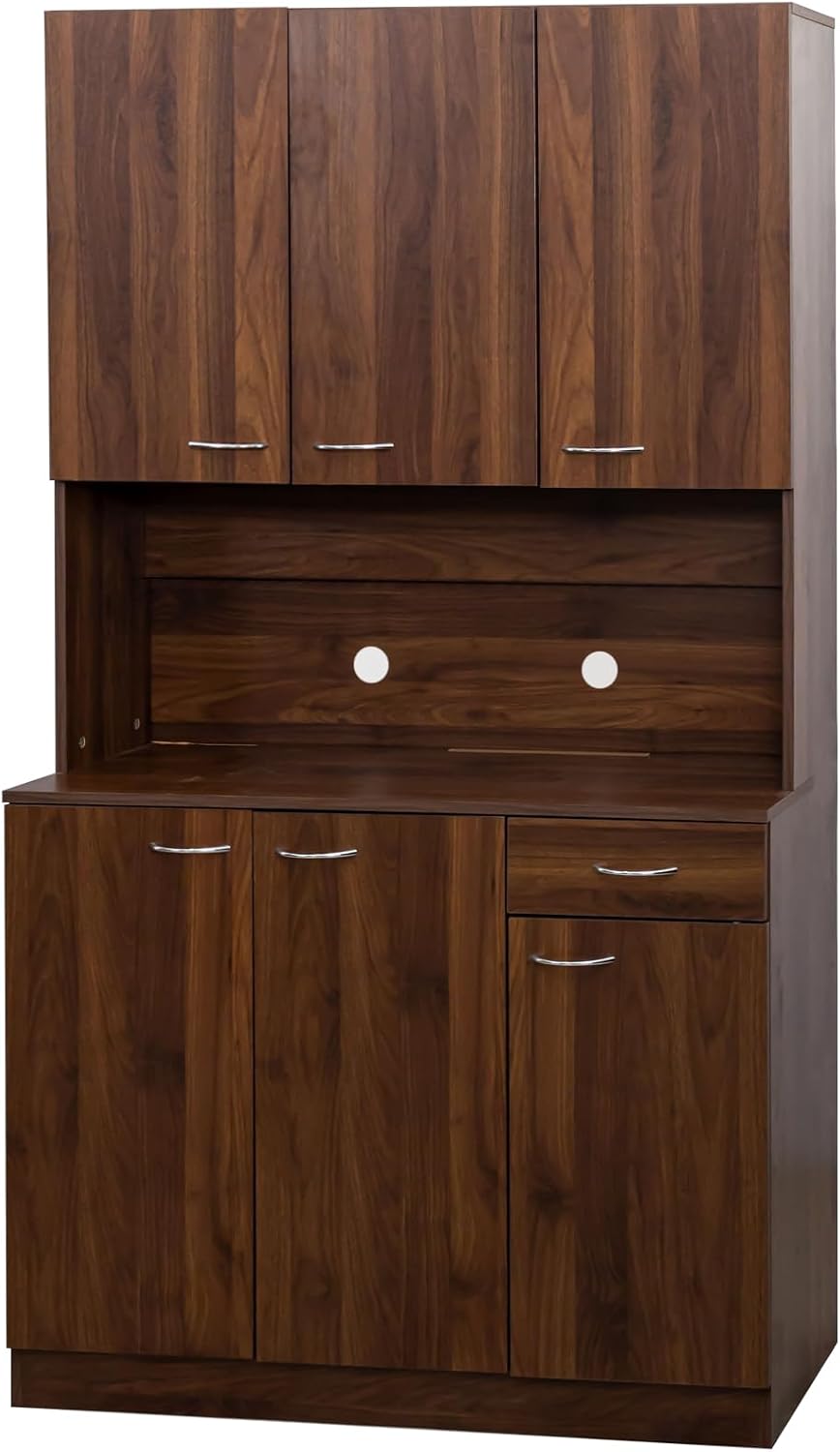 ZeHuoGe 70.86" Tall Pantry Cabinet with 6-Doors, 1-Open Shelves and 1-Dr...