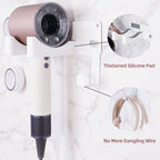 Dyson Hair Dryer Holder, Wall Mounted Aluminum Alloy Hair Dryer Wall Mount for Supersonic/Nural, Dyson Blow Dryer Holder with 3 Magnetic Rings for Salon & Bathroom White UEMUSI