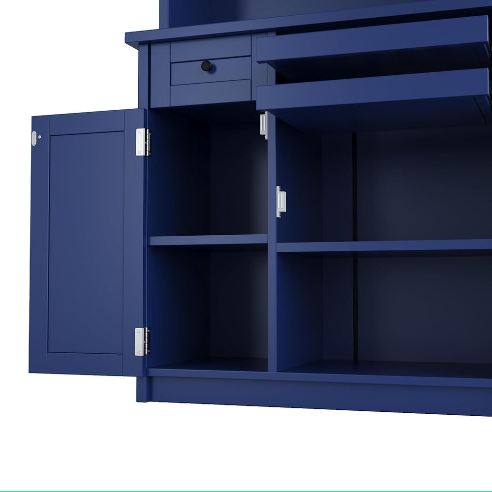 Farmhouse 35.4x17.7x74.8inch Freestanding Kitchen Pantry Cabinet with Hutch, ...