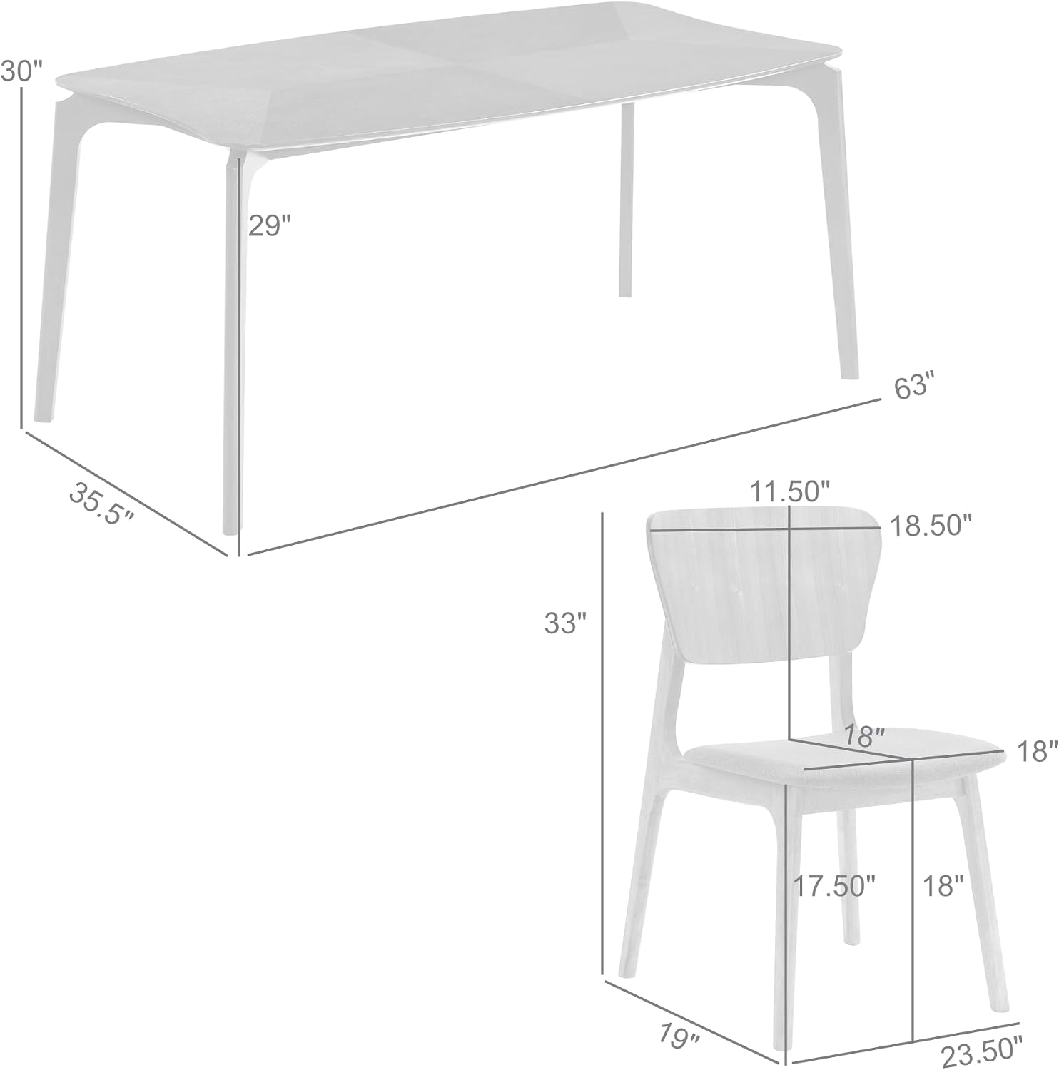 Armen Living Kalia 5 Piece Wood Dining Set in Walnut Finish with Charcoal Fabric