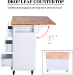 PHI VILLA Kitchen Island on Wheels Portable Kitchen Cart with Drop Leaf, Rolling Kitchen Island with Storage