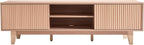 VEVOR 59" Fluted TV Stand, Boho Entertainment Center for 55/60/65 inch TVs, Mid Century Modern Media Console TV Storage Cabinet with Sliding Door and Adjustable Open Shelves, for Living Room, Bedroom