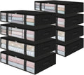 StorageRight Under Bed Storage Bins, 8-Pack 40L Foldable Fabric Storage Bags with Transparent Window, Breathable Organizer for Clothes/Blanket/Comforter/Quiltr, Black