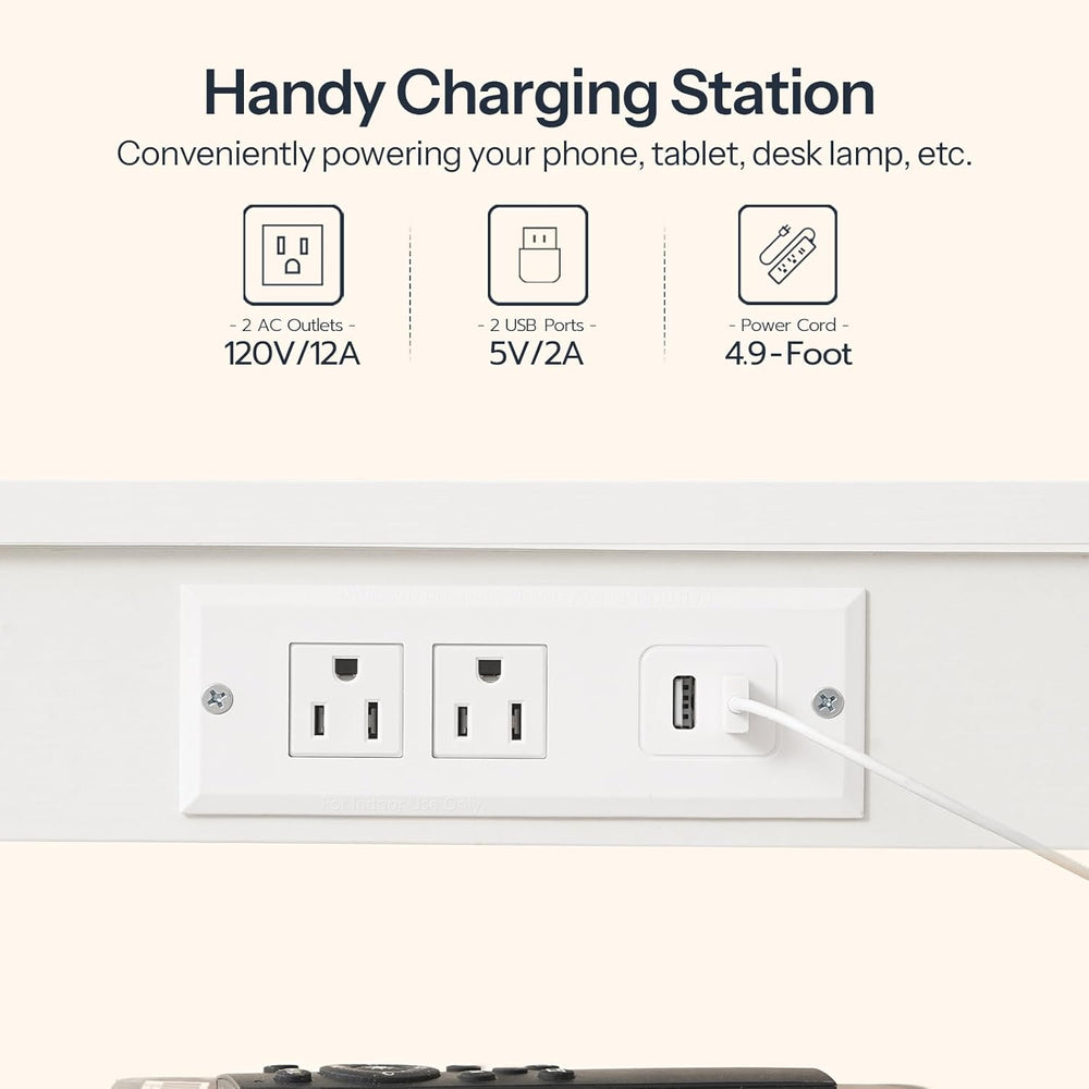 HOOBRO Side Table with Charging Station and USB Port, Small End Table for Sma...