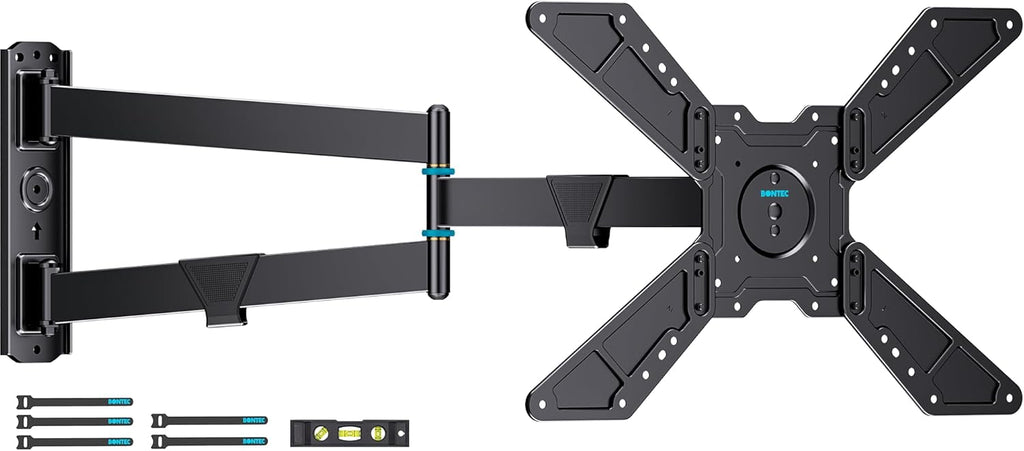 BONTEC Full Motion Corner TV Wall Mount for 31-75 Inch TVs, 33 in Long Arm Wall Mount Bracket, Swivel and Tilt with Landscape to Portrait Rotation, Holds 110 lbs, Heavy Duty Steel, Max VESA 600x400 mm