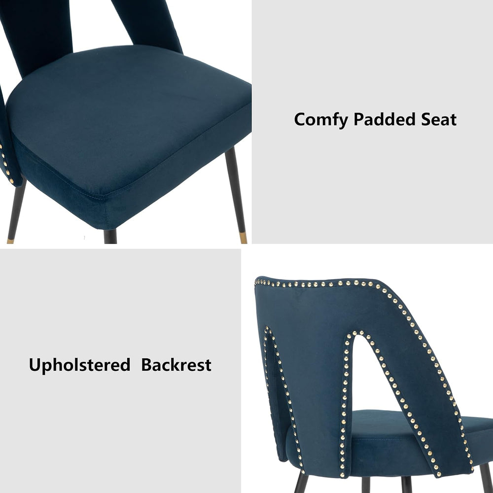 Aoowow Modern Dining Chairs Set of 6, Velvet Upholstered Side Chairs with Nai...