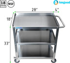 18 in. Wide X 28 in. Long X 33 in High | 3 Shelf Metal Utility Cart on Wheels with Handle