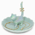 Cat Ring Holder Jewelry Dish–Ceramic Trinket Tray for Rings,Earrings,Necklaces & Bracelets,Cute Cat Jewelry Organizer for Vanity,Nightstand,Dresser,Birthday Gift for Women,Girls Cat Lovers