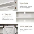 4 EVER WINNER TV Stand for 65 Inch TV for Living Room, Modern Farmhouse Barn Door TV Stand with Storage Cabinets and Adjustable Shelves for Bedroom, Media Entertainment Center TV Console Table, White