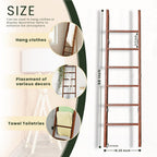 Wooden Blanket Ladder for Living Room 6-Tier, Decorative Ladder Blanket Rack & Quilt Ladder Decor, Rustic Farmhouse Wood Ladder, Anti-Slip Sturdy Blanket Holder, 68 Inch Tall, Rustic Brown