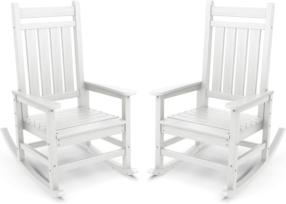 SERWALL Outdoor Rocking Chair Set of 2, Adult HDPE Rocking Chair, White | 21....