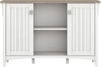 Bush Furniture Salinas Accent Storage Cabinet with Doors in Pure White and Shiplap Gray