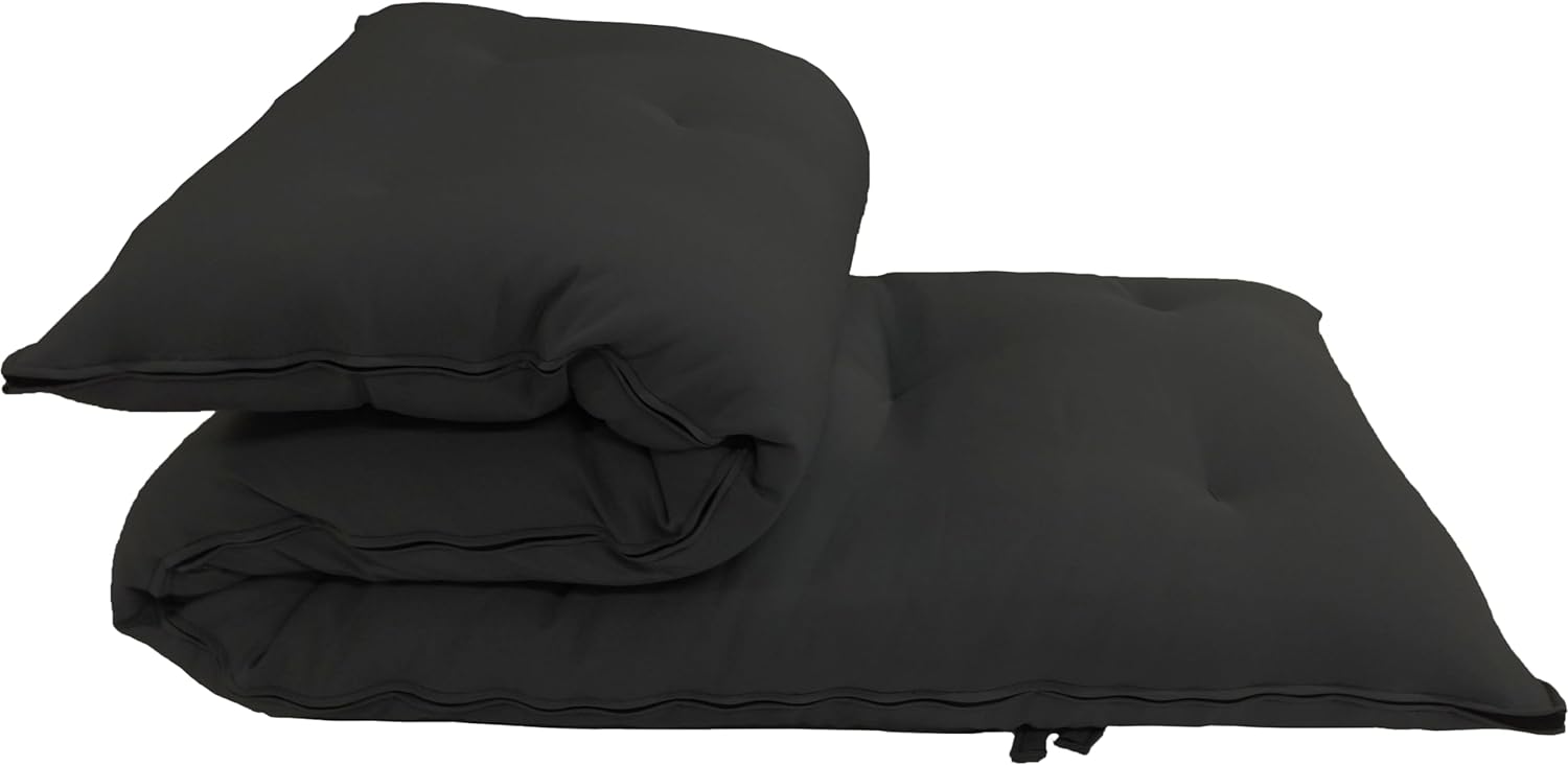 D&D Futon Furniture Cotton/Foam Traditional Japanese/Thai Floor Rolling Futon Mattresses, Yoga Meditation Mats, 3x30x80 Black