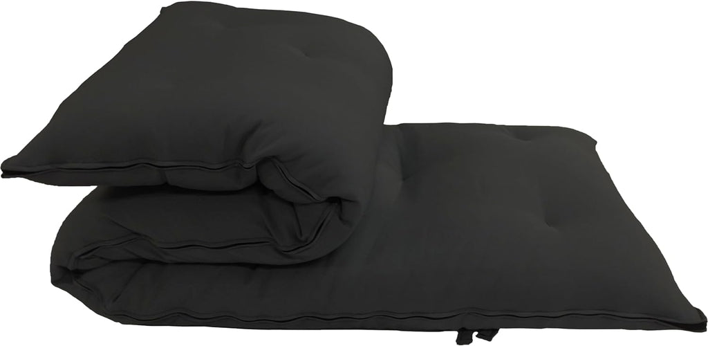 D&D Futon Furniture Full Size Black Traditional Japanese Floor Futon Mattresses 80 x 54 x 3, Foldable Cotton Cushion Mats, Yoga, Meditation