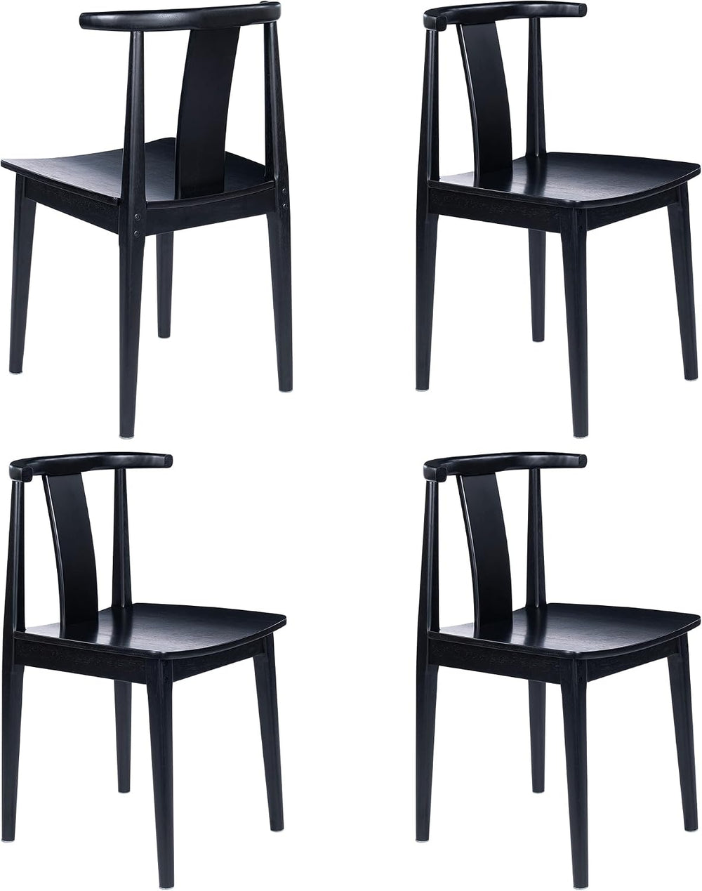 EYYTHUNG Wood Dining Chairs Set of 2, Farmhouse Kitchen Chairs with Curved Ba...
