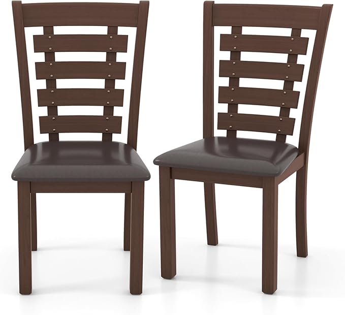 GOFLAME Upholstered Dining Chairs Set of 2, Wooden Kitchen Chairs with Padded Seat & Rubber Wood Frame, High Back Armless Dining Chairs, Dinette Side Chairs for Living Room, Dining Room
