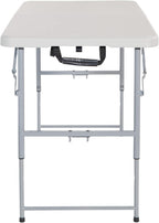 Office Star Resin Multipurpose Rectangle Table, 4-Feet Long, Height Adjustable, Center Folding Table, Light Gray