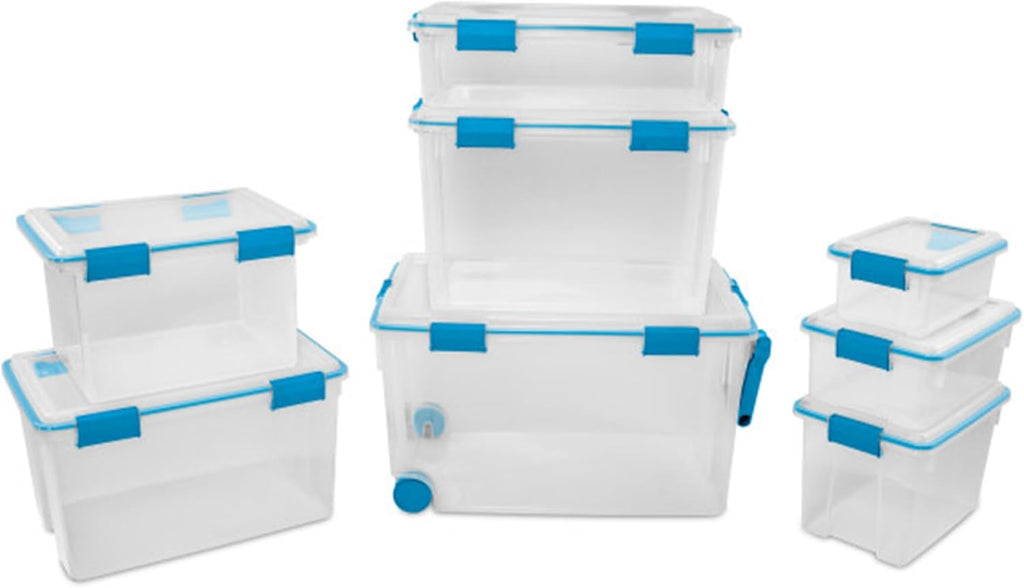 Sterilite 24-Pack Gasket Box, Weather-Resistant Storage Bins with Latching Lids, 7.5 Quart - Heavy-Duty Organizing Containers for Closet, Bathroom, and Office