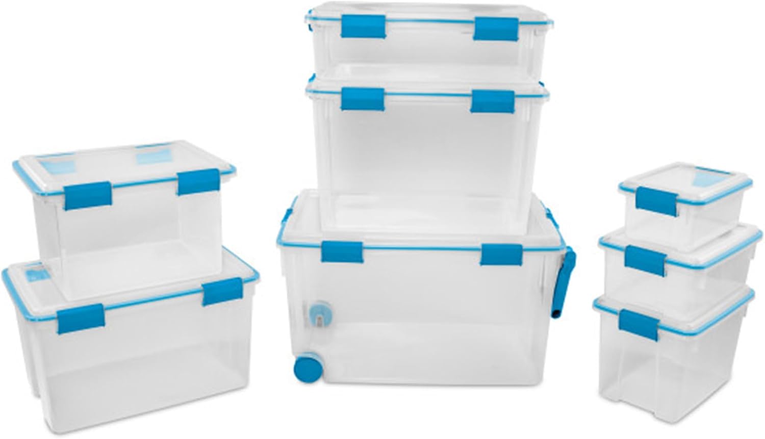 Sterilite 24-Pack Gasket Box, Weather-Resistant Storage Bins with Latching Lids, 7.5 Quart - Heavy-Duty Organizing Containers for Closet, Bathroom, and Office