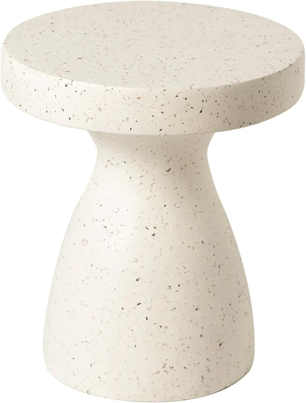 LeisureMod Wisp 16" Modern Wide Round Fiberstone Hourglass Design Side T...