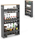 Rolling Storage Cart, 4 Tier Slim Storage Cabinet with 4 Universal Wheels, Convenient Handle, Narrow Laundry Cart for Small Space Bathroom Office