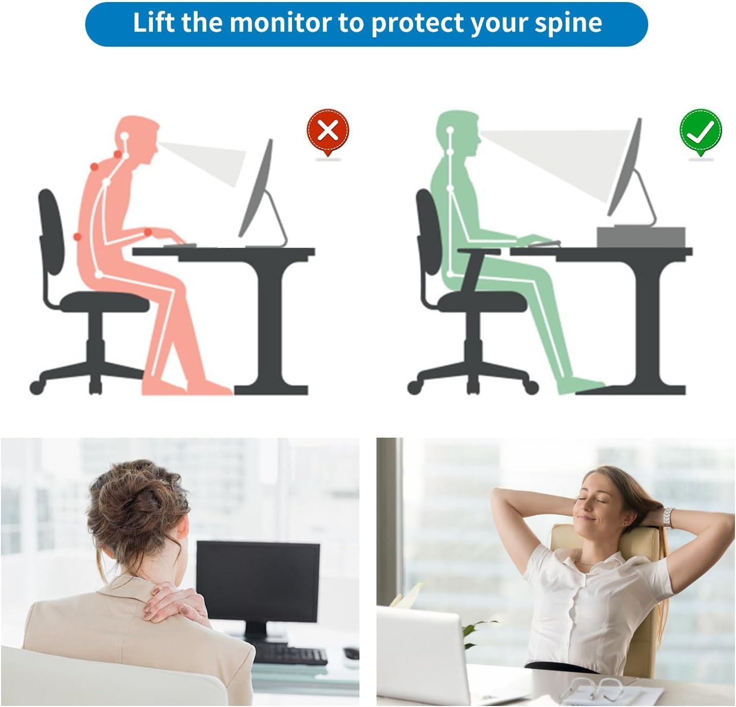 gianotter Computer Monitor Stand Riser, office organizer with Drawer, Office Organizers Storage for Classroom Office Supplies (White)