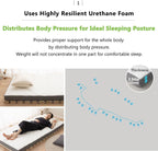 EMOOR Japanese Futon Mattress Roll-Type Relax-2 Twin, High-Resilience Removable & Washable Cover Guest use Tatami Floor Sleeping Space-Saving Minimalist