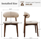 Farmhouse Dining Chairs Set of 2, Mid Century Modern Fabric Upholstered Kitchen Chairs, Wooden Dining Room Chair with Curved Back for Kitchen Dining Room Restaurant Cafe, Light Camel(Only Chairs)
