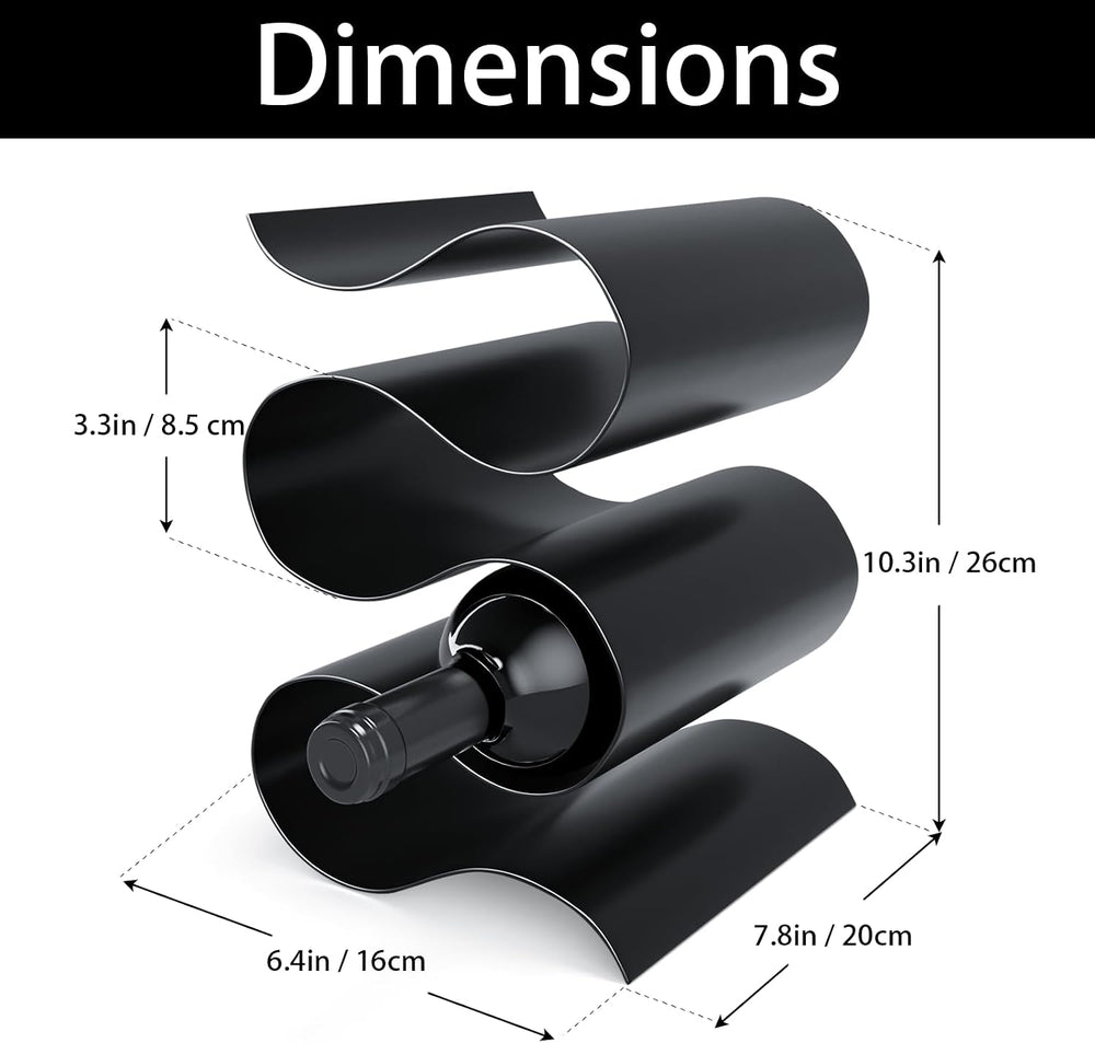 Black Wine Rack Countertop, Modern Metal Wine Rack for Inside Cabinet, Minima...