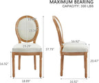 Nrizc French Country Dining Chairs Set of 2, Vintage Farmhouse Dining Chairs with Round Back, Solid Wood Dining Room Chairs, for Kitchen, Bedroom, Dining Room