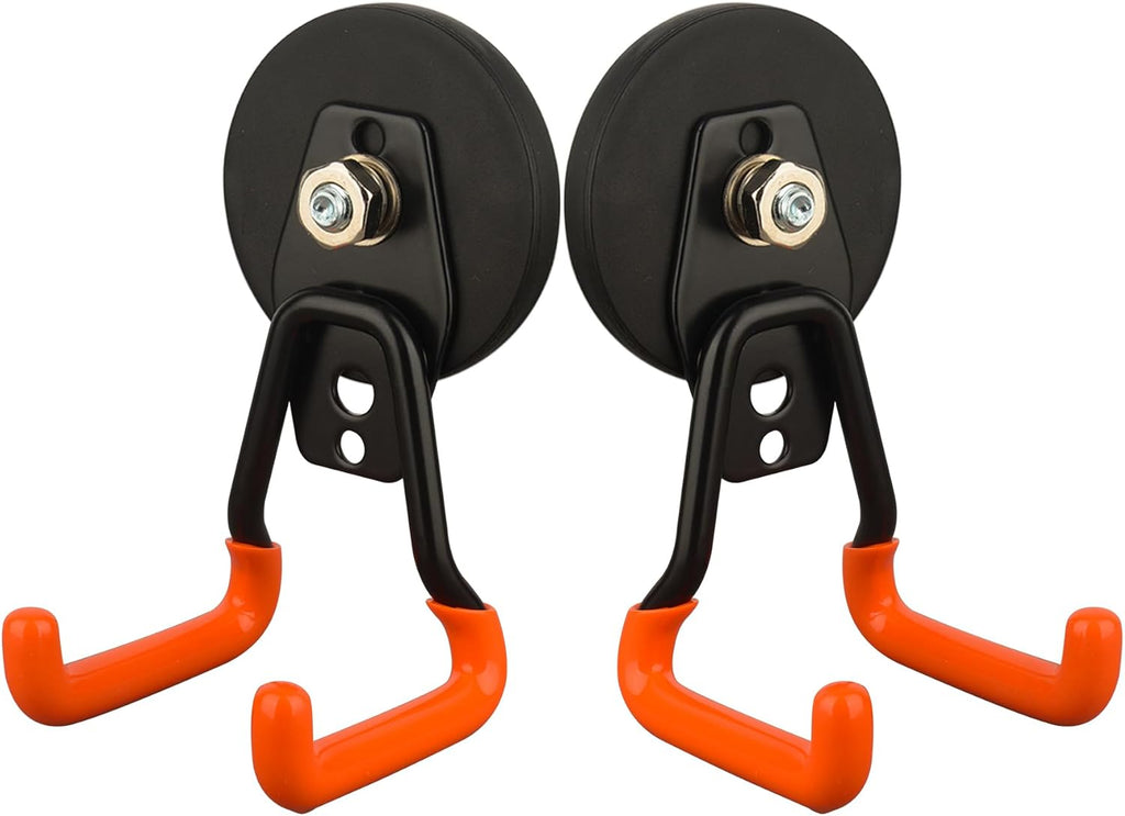 MUTUACTOR Updated Magnetic Hooks Heavy Duty,20lbs Anti-Scratch Strong Garage Magnet Hook,2PCS Anti-Slip Magnetic Tool Hooks for Organizing Cordless Impact Drivers Garden Shovel Tool Box