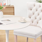 3-Piece Round Dining Table Set for 2,31.5" White Table & 2 Beige Velvet Chairs, Modern Space-Saving Kitchen Dining Set