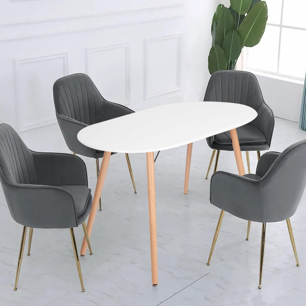 FurnitureR Dining Table Oval 47.2 Inch for 4-6 Person, Stylish Leisure Table ...