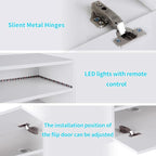 SogesHome 39'' Floating TV Stand with LED Lights, Wall Mounted Entertainment Center with 3 Storage Shelves, Modern Media Console Cabinet for Living Room and Bedroom, White