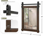 Farmhouse Barn Door Mirror: 22"x30" Black Rustic Wood Frame Mirror for Wall - Home Decor for Entryway/Bathroom/Living Room