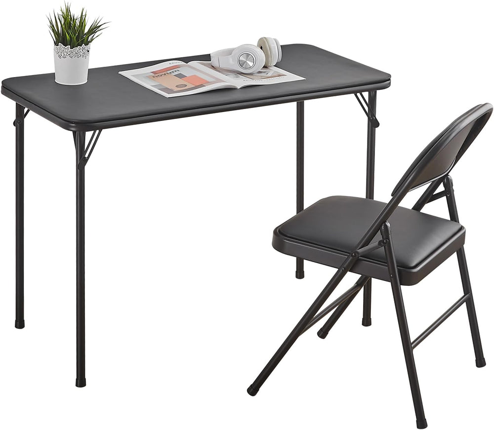 BOOSDEN Folding Card Table and Chairs Set for Indoor Outdoor, 2 Pack, Black |...