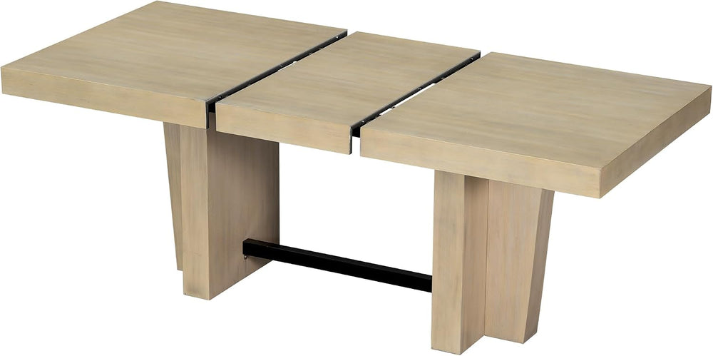 Quarte Farmhouse 78.1inch Extendable Wood Dining Table Set, 6-Piece Kitchen T...