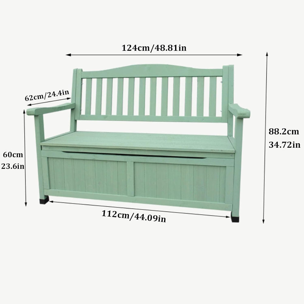 Deck Box Storage Bench, Patio Furniture, Solid Wood, Waterproof, with Armrest...