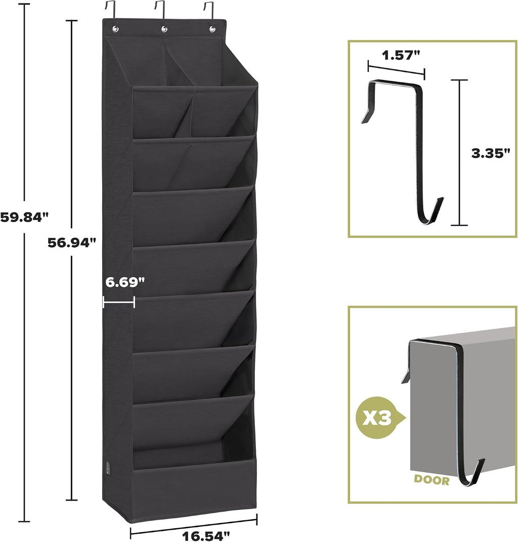 2 Pack Shoe Organizer with 6 Extra Large Pockets and 4 Large Pocket, Over the Door Sturdy Closet Storage Rack, Hanging Shoe Organizer for Shoes, Sneakers, Black
