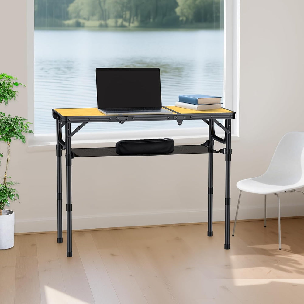Anbte 3ft Camping Table Foldable with Storage Net and Bag, 3 Adjustable Heigh...