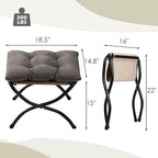 HollyHOME Fabric Lazy Chair with Foldable Ottoman, Accent Comfy Lounge Arm Chair and Folding Footrest Stool Set, Leisure Sofa Reading Chair and Footstool for Living Room, Bedroom, Dorm, Dark Grey
