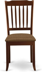 East West Furniture AMDA3-MAH-C 3 Piece Kitchen Table & Chairs Set Contains a Round Dining Room Table with Pedestal and 2 Linen Fabric Upholstered Chairs, 36x36 Inch, Mahogany