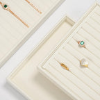 Stackable Beige Jewelry Organizer Tray Premium Microfiber 24 Grid Jewelry Display Trinket Earring Ring Organizer Tray
