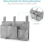 Bseash Bunk Bed Organizer, Bedside Caddy Hanging Bed Organizer Storage Bag 8 Pockets, for College Dorm Rooms Bed, Hospital Bed, Baby Bed Rails, 600D Oxford Cloth (Gray)