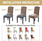 H.VERSAILTEX Dining Chair Covers Stretch for Dining Room Set of 4 Parson Chair Slipcovers Protectors, Soft Thick Solid Velvet Fabric Washable, Taupe